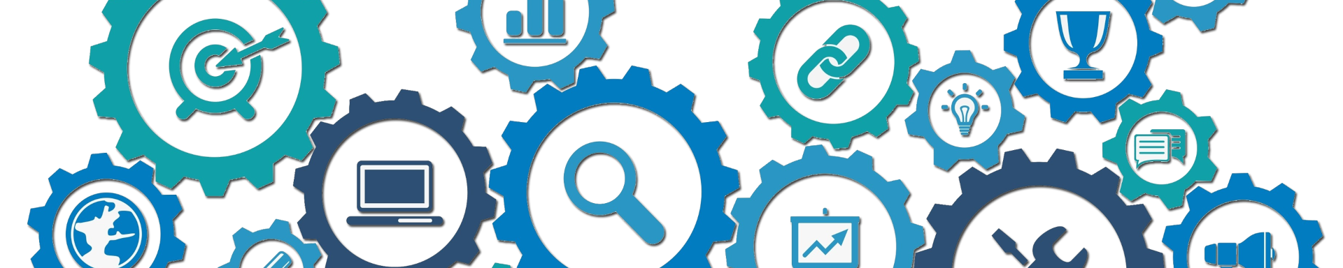 image of gears with different computer icons in center of each gear